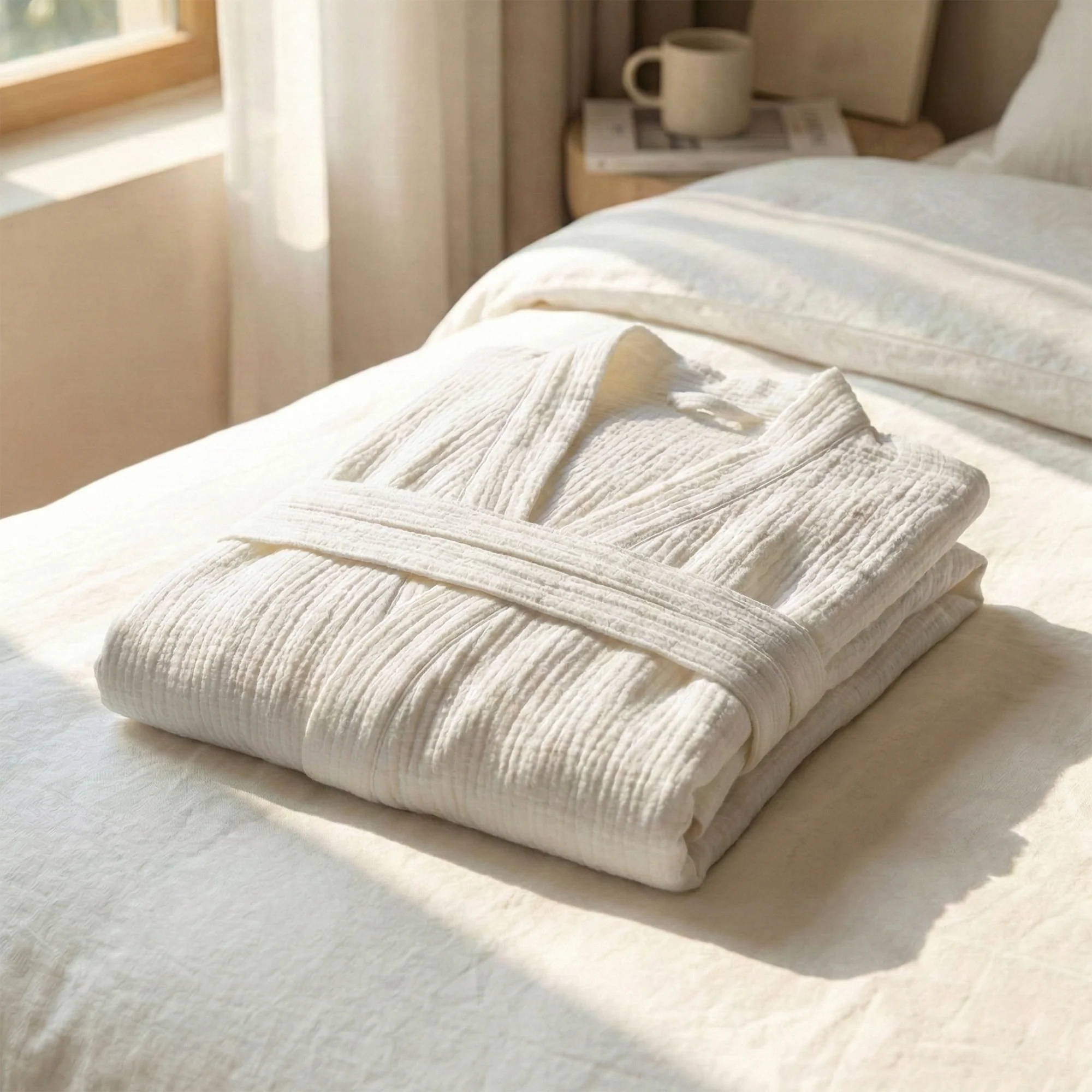 The Four-Seasons Bathrobe - 100% Muslin Cotton - Image 15