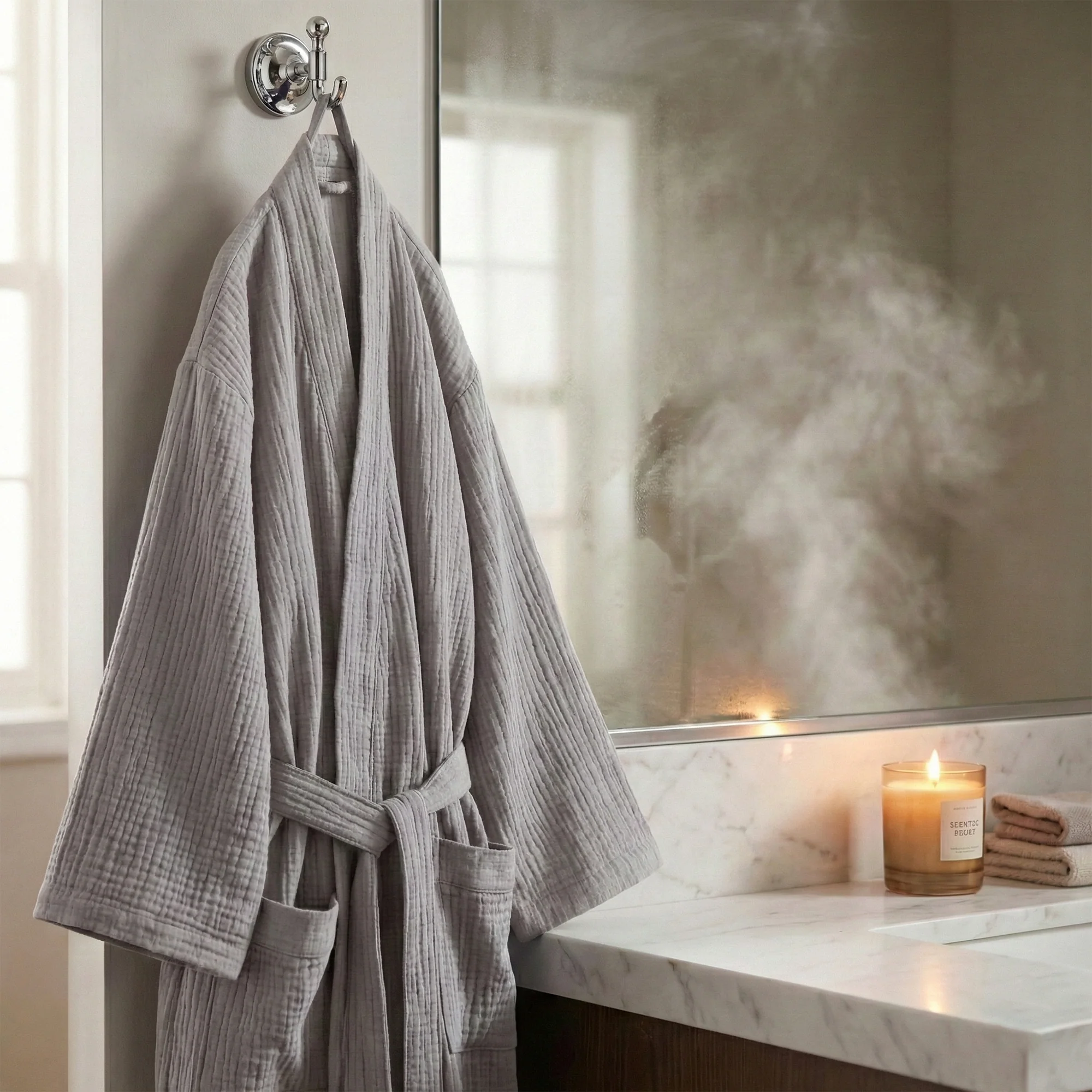 The Four-Seasons Bathrobe - 100% Muslin Cotton - Image 17