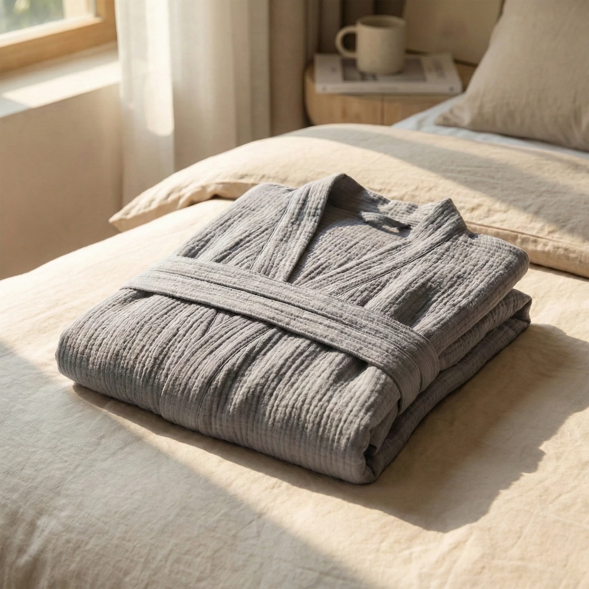The Four-Seasons Bathrobe - 100% Muslin Cotton - Image 22