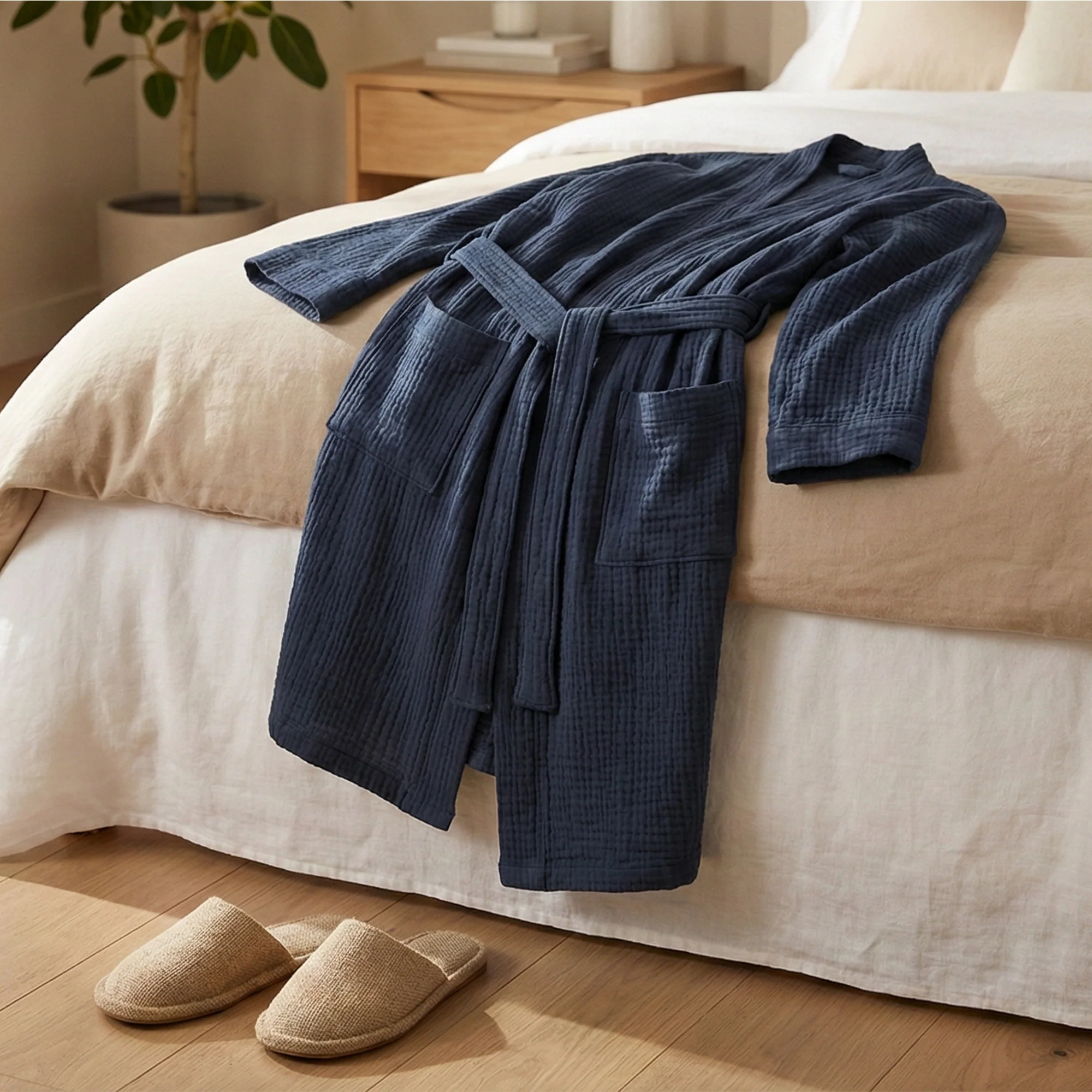 The Four-Seasons Bathrobe - 100% Muslin Cotton - Image 28