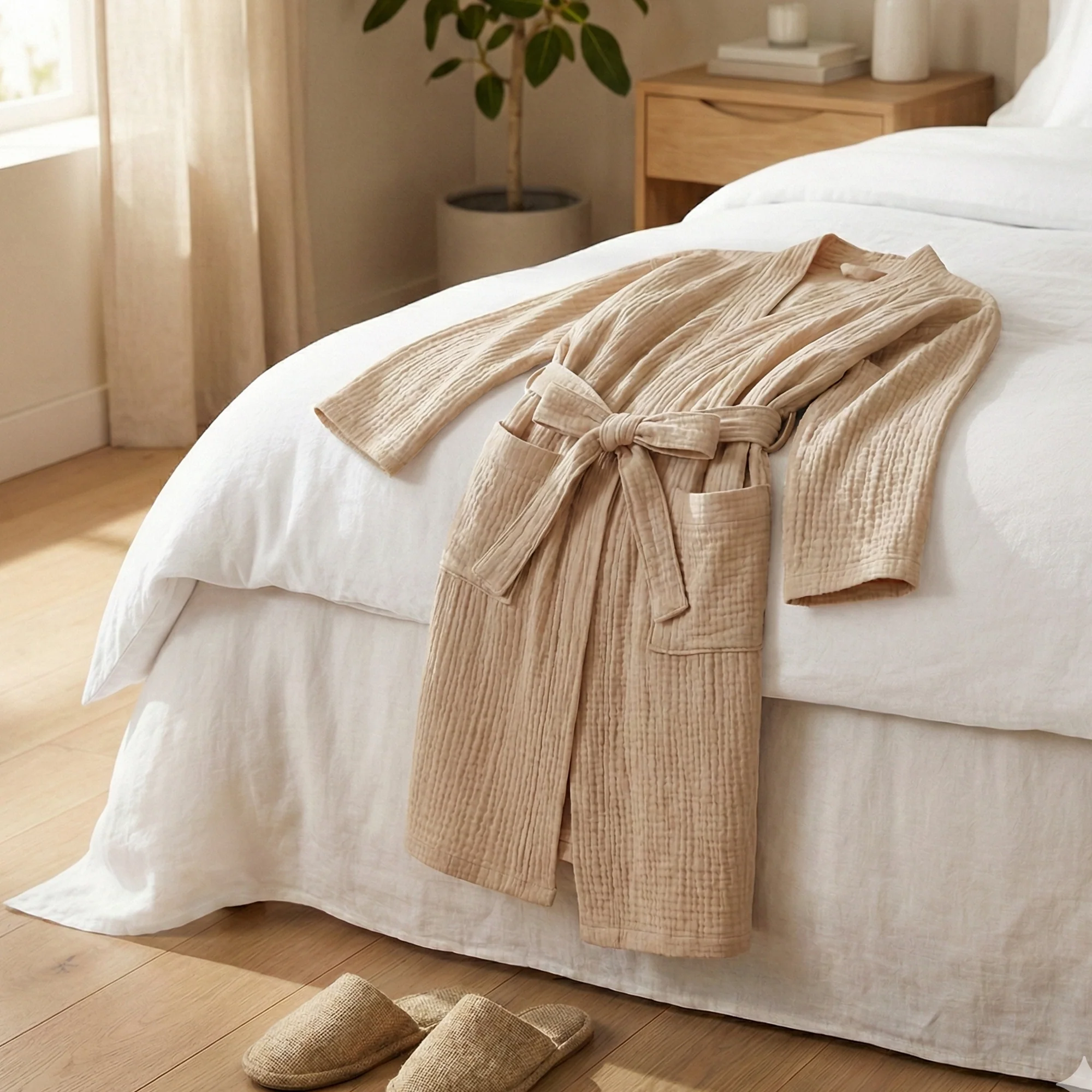 The Four-Seasons Bathrobe - 100% Muslin Cotton - Image 7